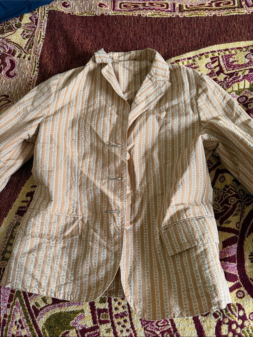 Bottega Veneta Cream and Tan Striped Blazer